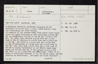 Castle Hill, NH54SW 2, Ordnance Survey index card, page number 1, Recto