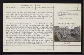 Beaufort Castle, NH54SW 4, Ordnance Survey index card, page number 2, Verso