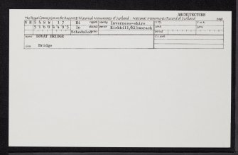 Lovat Bridge, NH54SW 17, Ordnance Survey index card, Recto