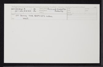 St John The Baptist's Well, Fodderty, NH55NW 8, Ordnance Survey index card, Recto