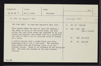 St John The Baptist's Well, Fodderty, NH55NW 8, Ordnance Survey index card, Recto