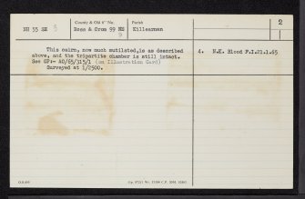 Kilcoy South, NH55SE 3, Ordnance Survey index card, page number 2, Verso