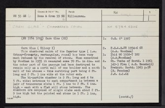 Carn Glas, Mains Of Kilcoy, NH55SE 6, Ordnance Survey index card, page number 1, Recto