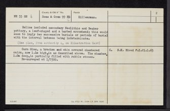 Carn Glas, Mains Of Kilcoy, NH55SE 6, Ordnance Survey index card, page number 2, Verso