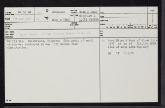 Torgorm, NH55SE 15, Ordnance Survey index card, page number 1, Recto