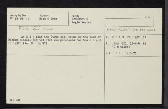 Bishop Kinkell, NH55SW 13, Ordnance Survey index card, Recto