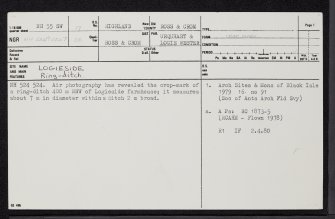Logieside, NH55SW 17, Ordnance Survey index card, page number 1, Recto