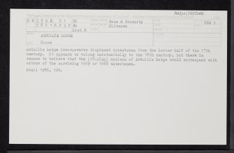 Ardullie Lodge, NH56SE 21, Ordnance Survey index card, Recto