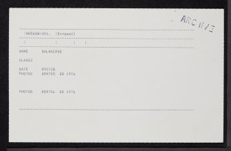 Balnacrae, NH56SW 1, Ordnance Survey index card, Recto