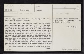 Balnagrotchen, NH57SE 1, Ordnance Survey index card, page number 1, Recto