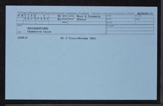 Balnagrotchen, NH57SE 1, Ordnance Survey index card, Recto