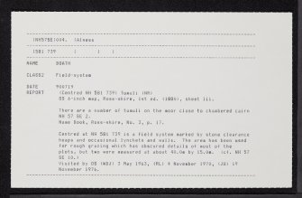 Boath, NH57SE 4, Ordnance Survey index card, Recto