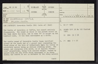 Invershin Castle, NH59NE 2, Ordnance Survey index card, page number 1, Recto