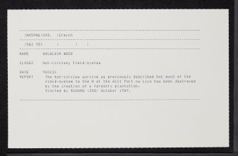 Balblair Wood, NH59NE 5, Ordnance Survey index card, Recto