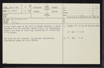 Auchinduich, NH59NE 6, Ordnance Survey index card, page number 1, Recto