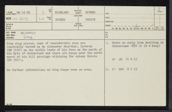 Achany, NH59NE 8, Ordnance Survey index card, page number 1, Recto