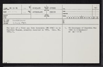 Invershin, NH59NE 26, Ordnance Survey index card, page number 1, Recto