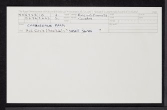 Carbisdale Farm, NH59SE 10, Ordnance Survey index card, Recto