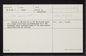 Carn An Dubh-Thalaimh, NH62NW 23, Ordnance Survey index card, Recto