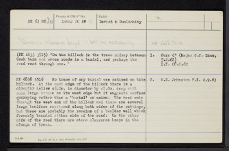 Balnafoich, NH63NE 20, Ordnance Survey index card, Recto