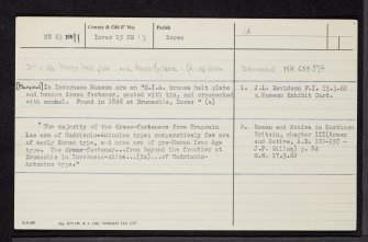 Drumashie, NH63NW 11, Ordnance Survey index card, Recto