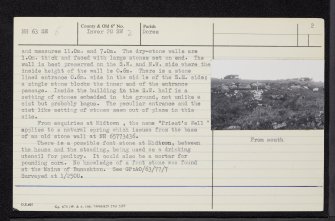 Priest's Well, Midtown, NH63SE 5, Ordnance Survey index card, page number 2, Verso