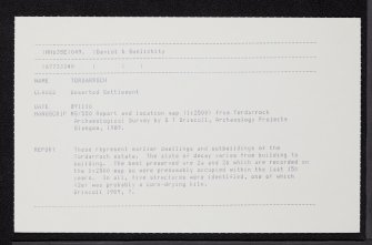 Tordarroch, NH63SE 49, Ordnance Survey index card, Recto