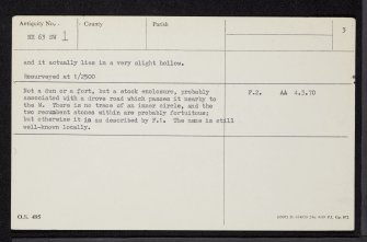 Buaile Chomhnard, NH63SW 1, Ordnance Survey index card, page number 3, Recto