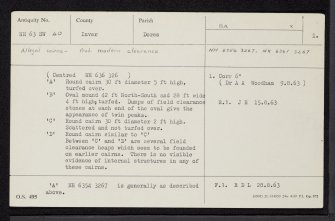 Eastertown, NH63SW 40, Ordnance Survey index card, page number 1, Recto