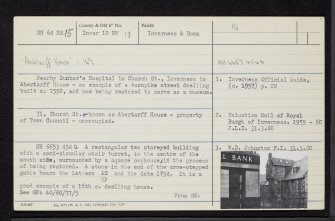 Inverness, 71 Church Street, Abertarff House, NH64NE 15, Ordnance Survey index card, Recto