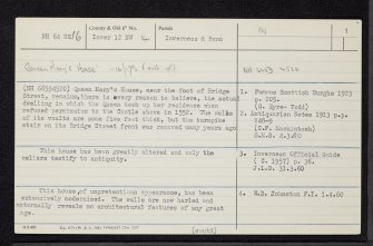 Inverness, 28 - 34 Bridge Street, Queen Mary's House, NH64NE 16, Ordnance Survey index card, page number 1, Recto