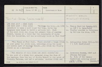 Inverness, Eastgate, NH64NE 22, Ordnance Survey index card, page number 1, Recto