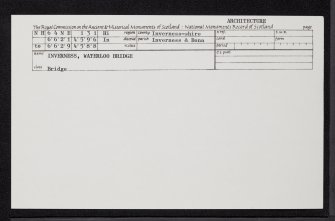 Inverness, Waterloo Bridge, NH64NE 131, Ordnance Survey index card, Recto