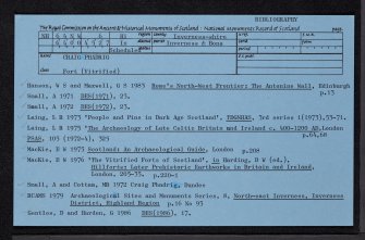 Craig Phadrig, NH64NW 6, Ordnance Survey index card, Recto