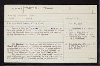 Kirkton, Farnaway Church And Graveyard, NH64NW 8, Ordnance Survey index card, page number 1, Recto