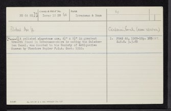 Caledonian Canal, NH64SE 22, Ordnance Survey index card, Recto