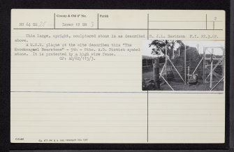 Knocknagael, Boar Stone, NH64SE 25, Ordnance Survey index card, page number 2, Verso