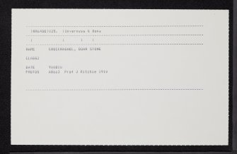 Knocknagael, Boar Stone, NH64SE 25, Ordnance Survey index card, Recto