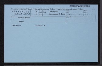 Inshes House, NH64SE 32, Ordnance Survey index card, Recto