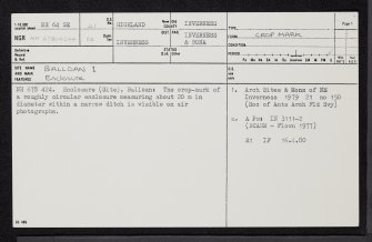 Balloan, NH64SE 41, Ordnance Survey index card, page number 1, Recto