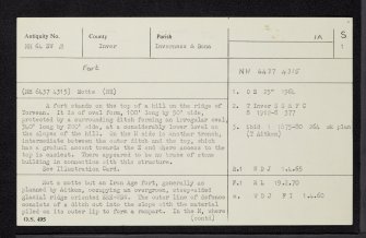 Torvean, NH64SW 2, Ordnance Survey index card, page number 1, Recto