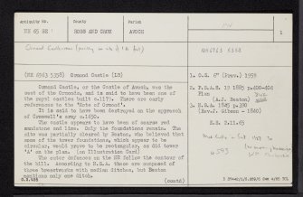 Ormond Castle, NH65SE 1, Ordnance Survey index card, page number 1, Recto