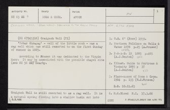 Craiguch Well, NH65SE 9, Ordnance Survey index card, page number 1, Recto