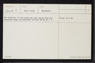 Battle Of Blairnacoi, Drumderfit Hill, NH65SE 11, Ordnance Survey index card, page number 2, Verso