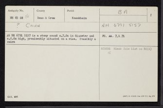 Craigiehowe Wood, NH65SE 16, Ordnance Survey index card, page number 1, Recto