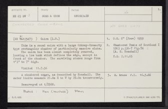 Balnaguie, NH65SW 3, Ordnance Survey index card, page number 1, Recto