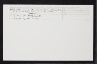 Rosskeen, 'Clach A' Mheirlich', NH66NE 12, Ordnance Survey index card, Recto