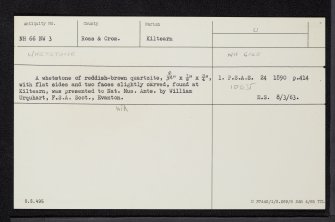 Kiltearn, NH66NW 3, Ordnance Survey index card, Recto