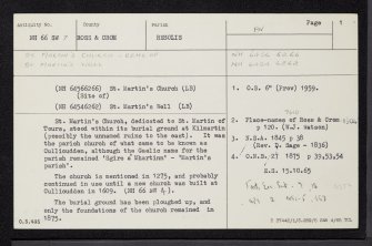 St Martin's Church And Well, NH66SW 7, Ordnance Survey index card, page number 1, Recto