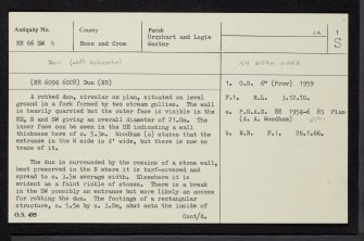 Findon Cottage, NH66SW 8, Ordnance Survey index card, page number 1, Recto